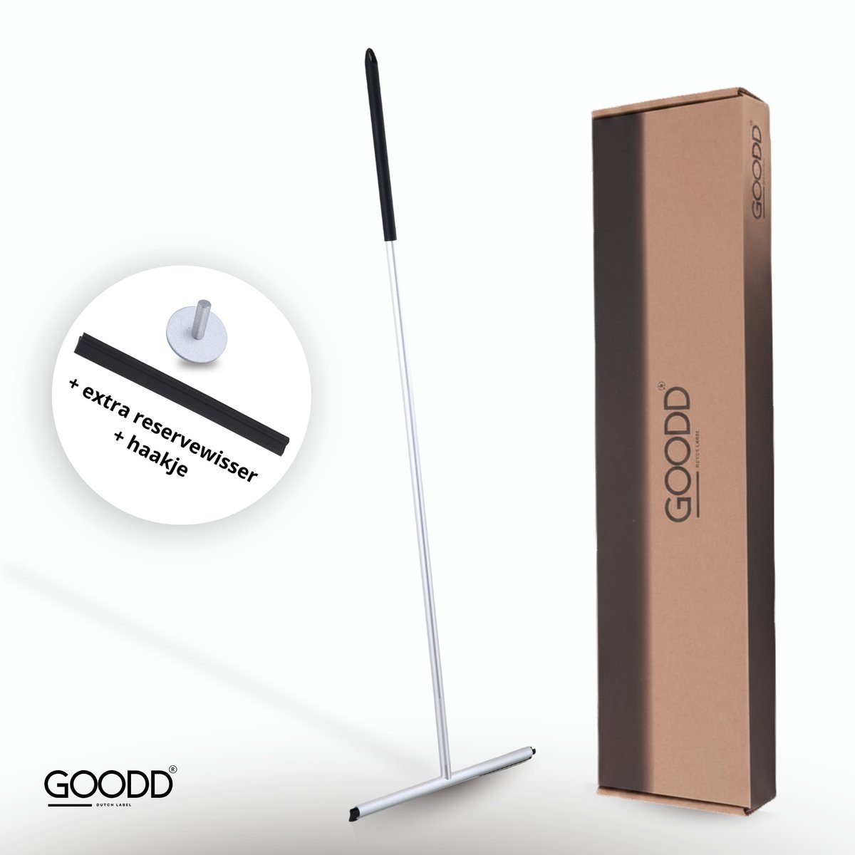 GOODD® - Douchewissers - Rvs - Zilver - Vloertrekker - Vloerwisser met Steel - Verstelbaar - Extra reserve wisser