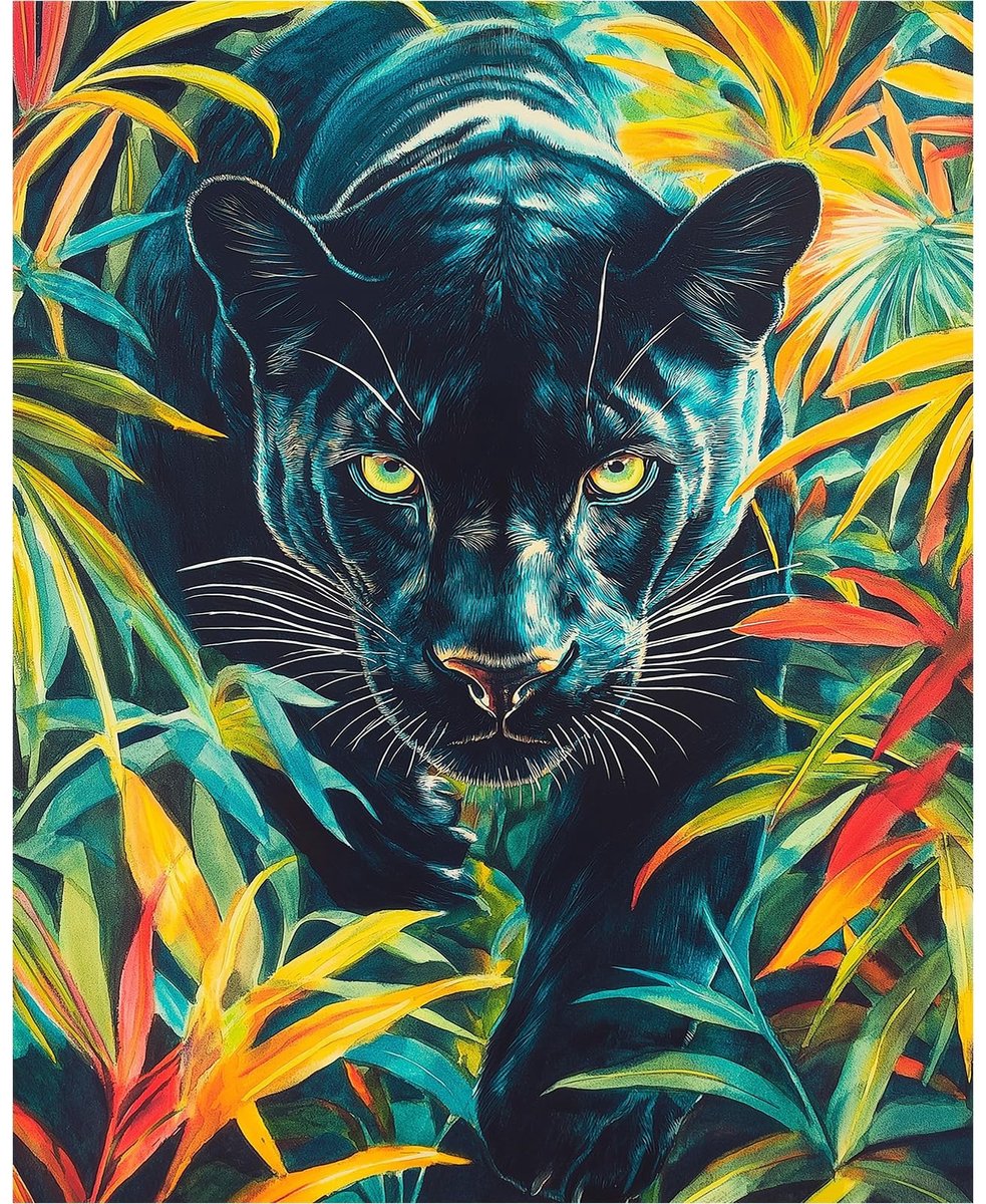 Schilderen op Nummer Zwarte Panther - Handgeschilderd Olieverfschilderij Kit 40 x 50 cm