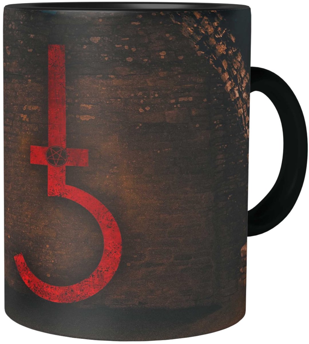 Keramische Koffiemok 330 ml - Satanic Cross Zwart