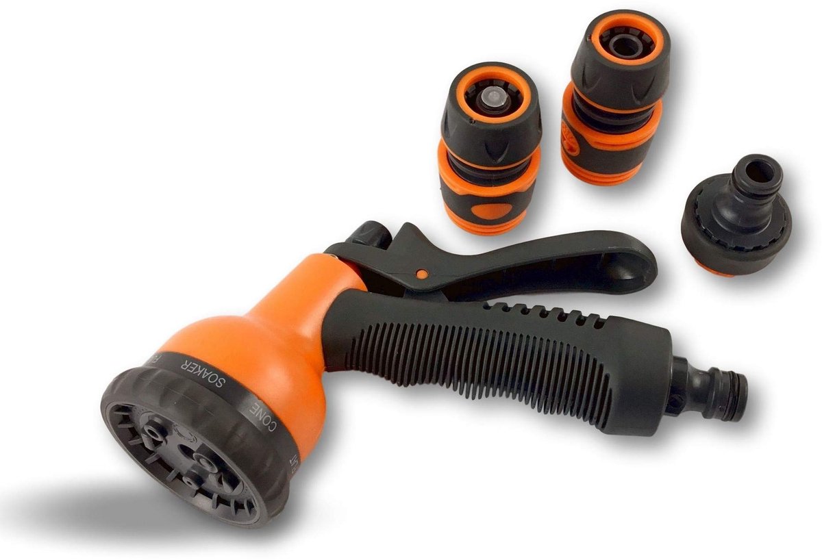Spray Gun Set met 8 Wateringsmodi - Ergonomische Handgreep voor 15 mm Slangen