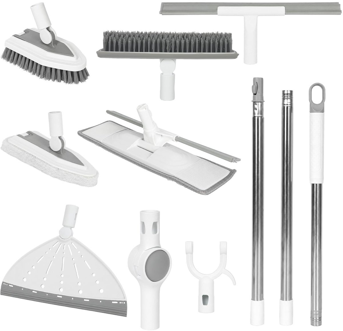 7-in-1 Vloerschrobborstel met Steel - Wit