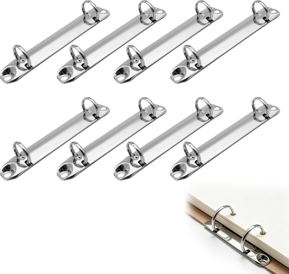 Set van 8 Metalen Klemmen - Boekbinders en Ringclips voor Kantoor - DIY Binding