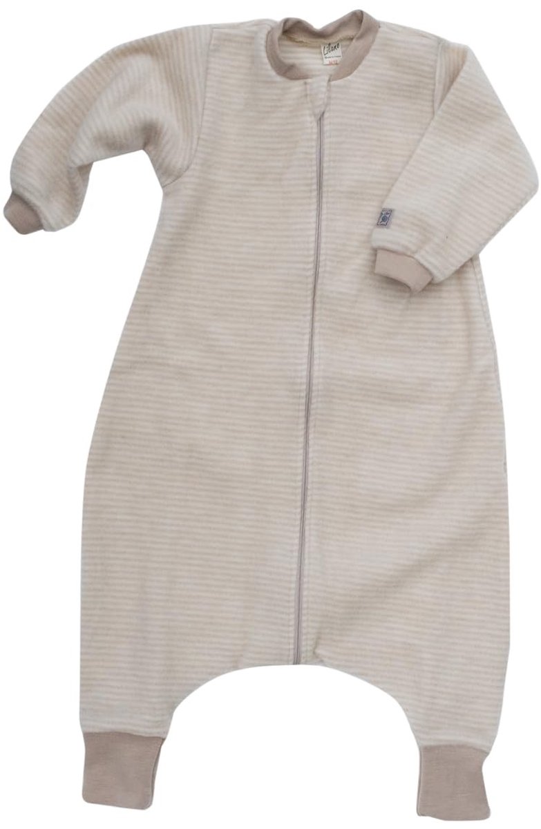 Merino fleece slaapzak met voet - 86-92 cm - zand/natuurlijk