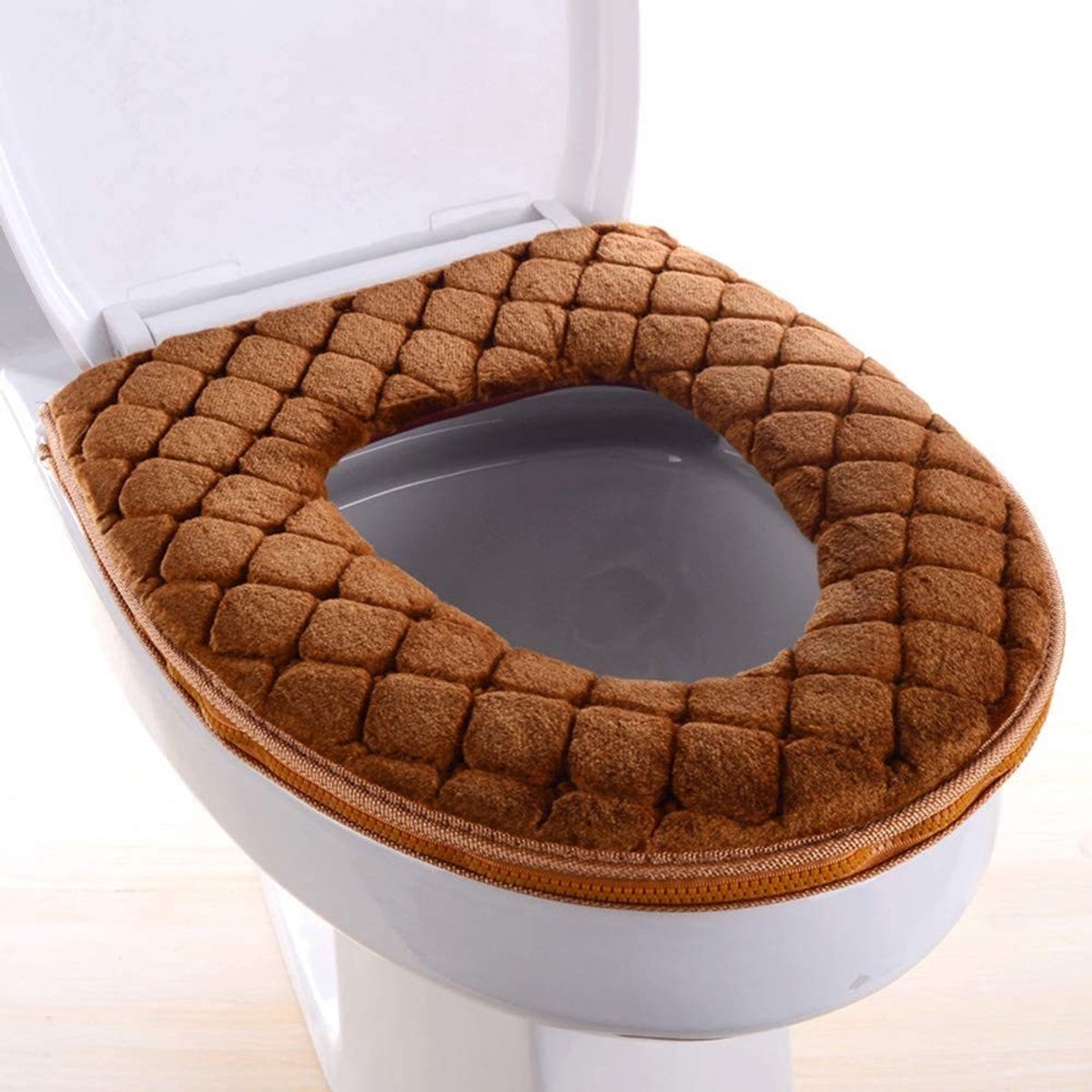 Toiletzitting Deksel - Zachte Bruine Wasbare Kussen