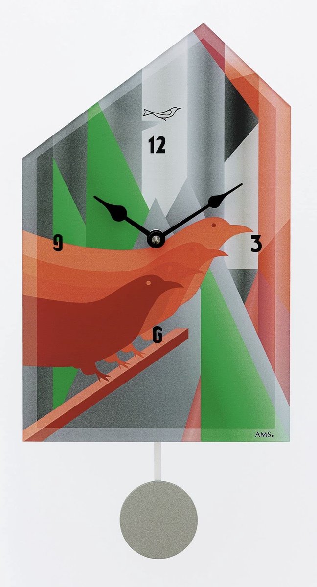 Wandklok met pendel en 12 melodieën - Rood
