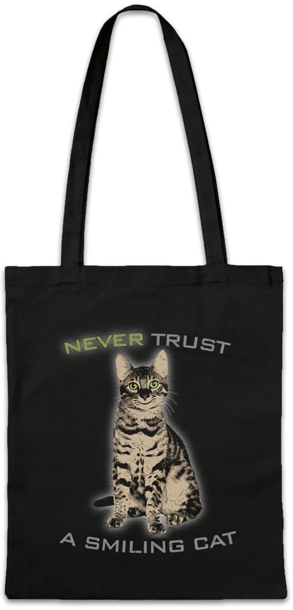 Hipster tas met kat print - Zwart - M