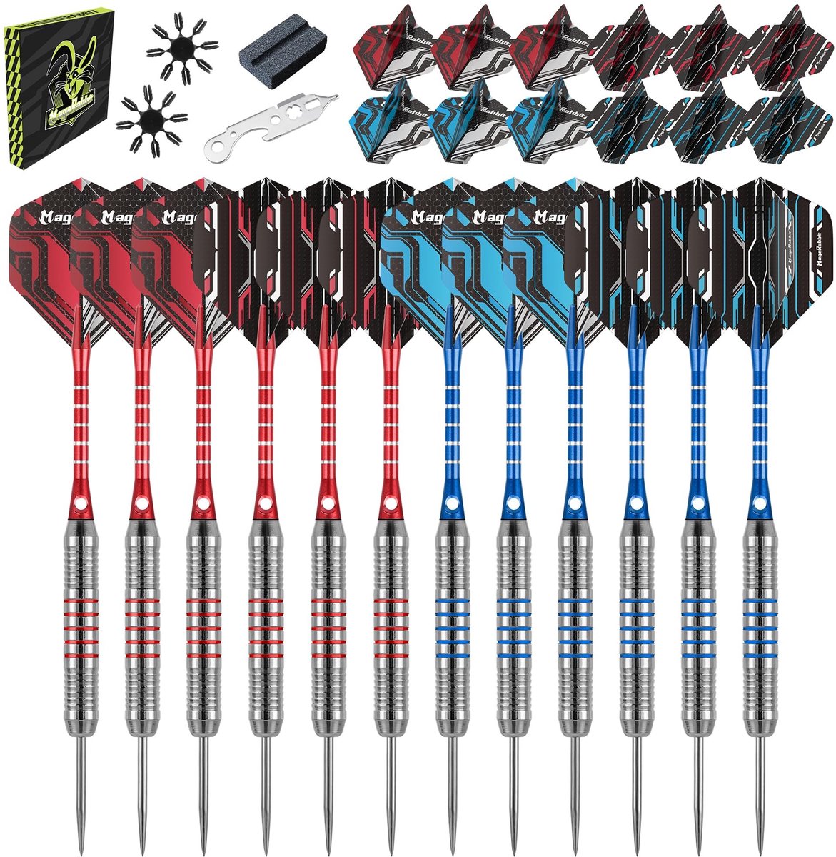 Darts Set met Stalen Punt - 22 g - 12 Darts en Accessoires