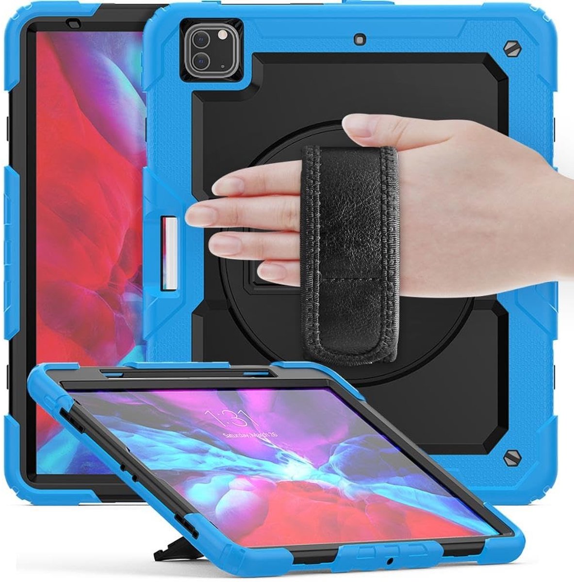 Handstrap Pro Hard Case met Handvat voor iPad 12.9" - Blauw