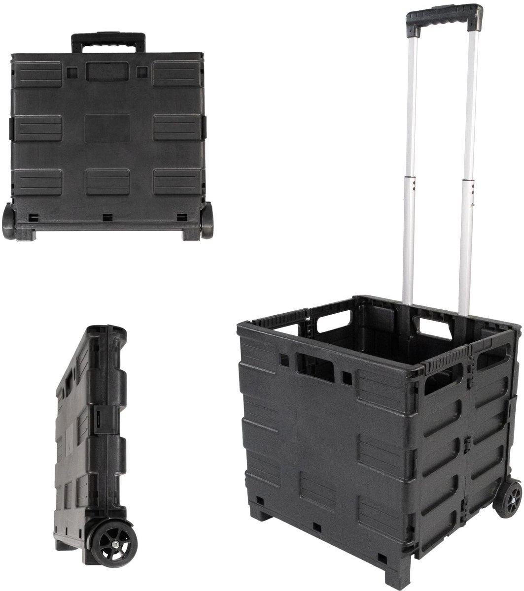 Vouwbare boodschappentrolley - Zwart - Laadvermogen 35 kg