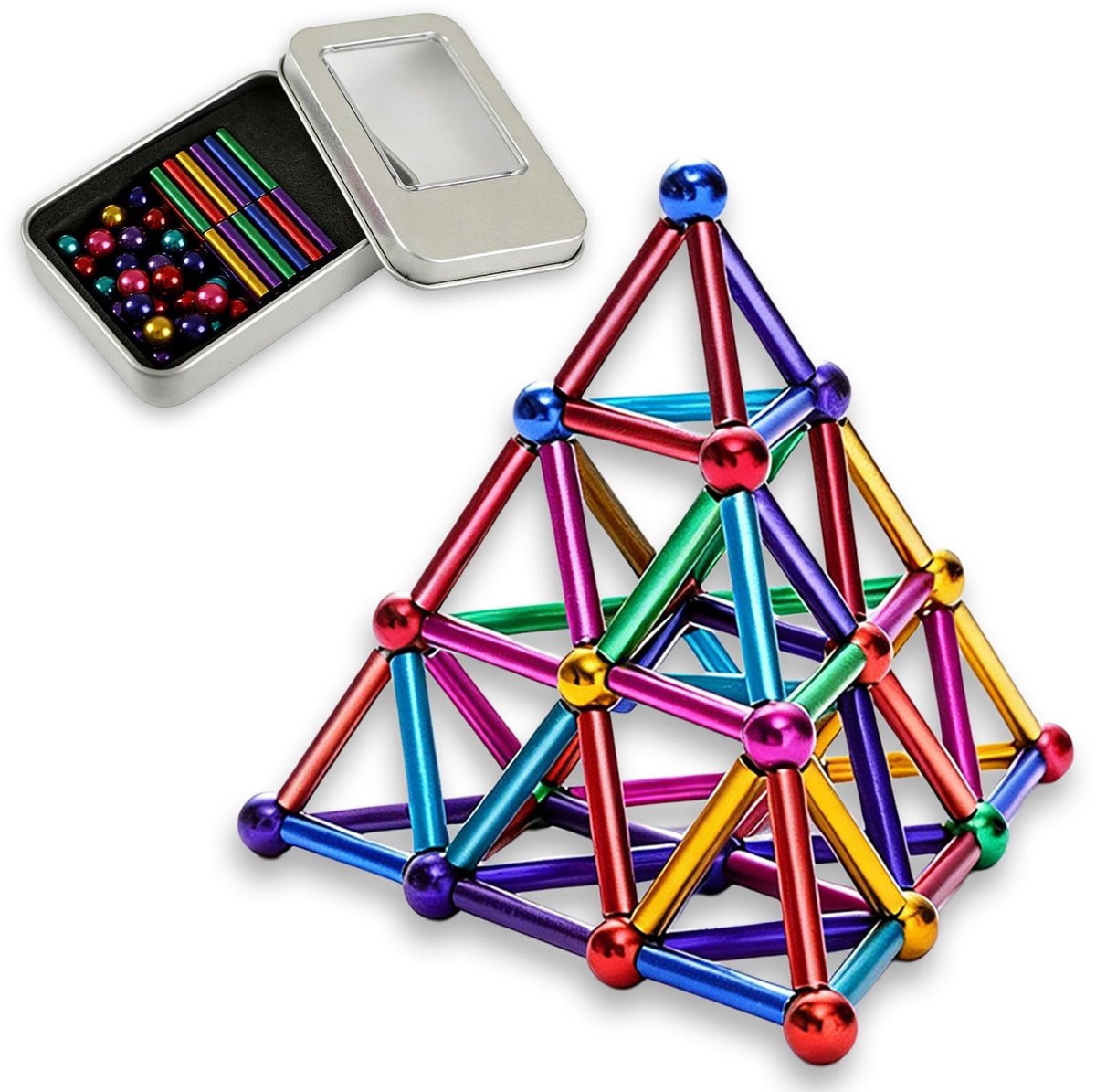 Magneetstaven Set met 63 Stuks voor Creatief Spel