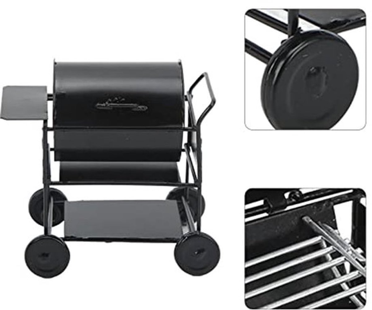 1/12 Poppenhuis Miniatuur BBQ Grill, Hoge Sterkte Ijzer Mini BBQ Grill Oven Model RC Auto Decoratie BBQ Kar Model: