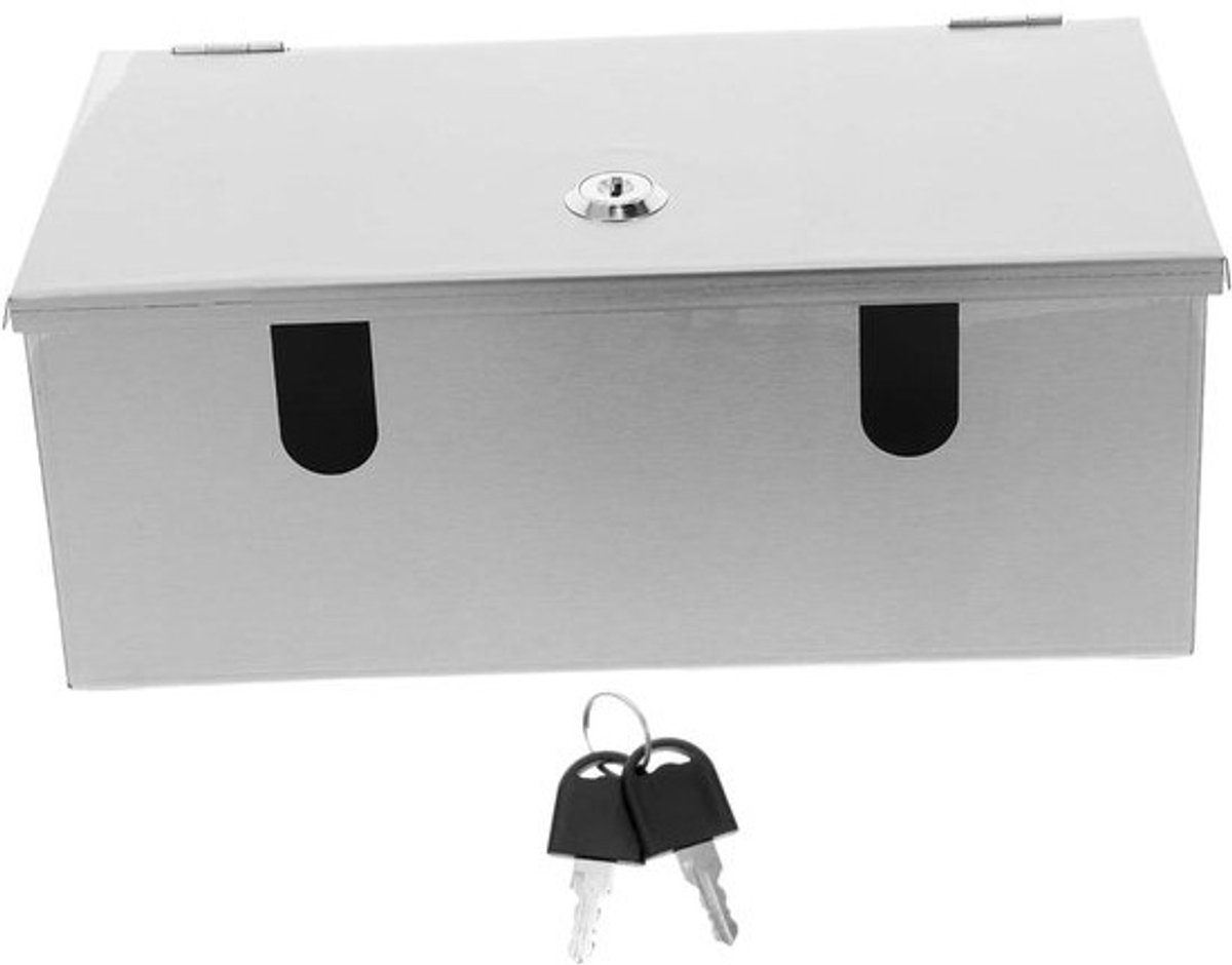 Stopcontacthoes Buiten - Waterdichte Afdekking - Elektrische Beveiliging - Roestvrij Staal - 24.5 x 12.5 x 9.7 cm - Zilver