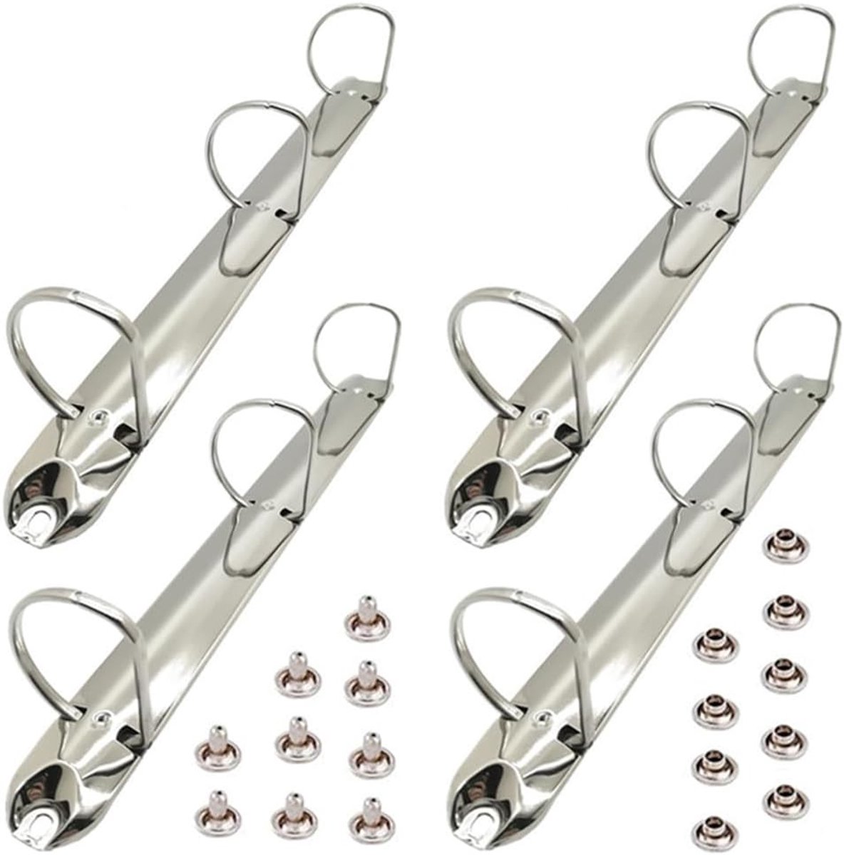 Set van 4 D-Ringen Metalen Bindmechanismen voor Losse Bladen, Ideaal voor Organizers, Planners en Schooldocumenten