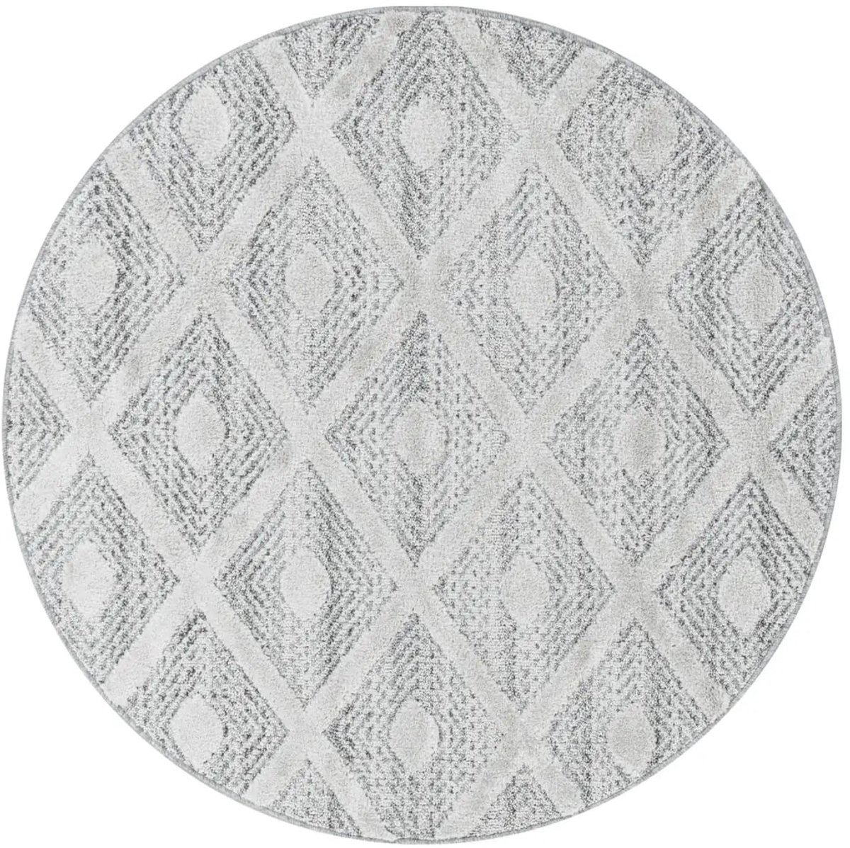 Dutch XXL Rond Scandinavisch Vloerkleed | Tapijt | Pisa | Diamanten | Grijs | 200x200 cm