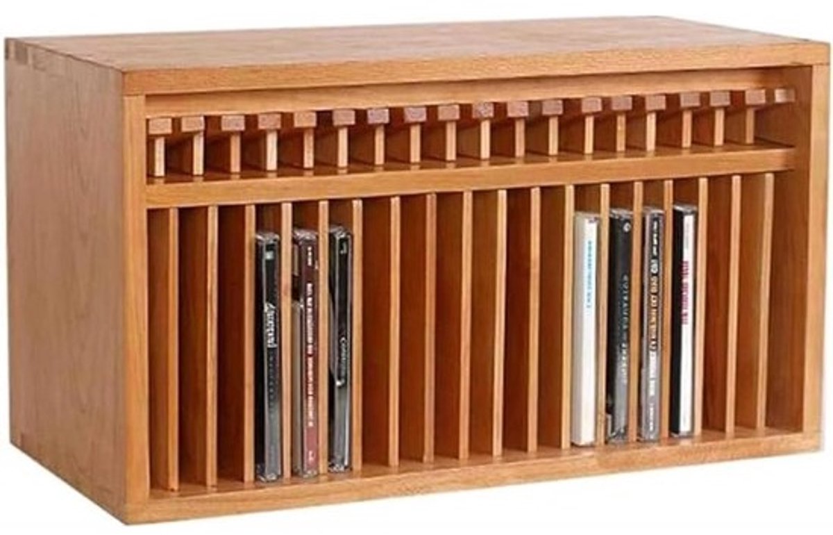 CD Opbergrek - Muziek Organizer - Collectie Opslaan - Ruimtebesparend Ontwerp - 40 x 19 x 22.5 cm - Kersenhout