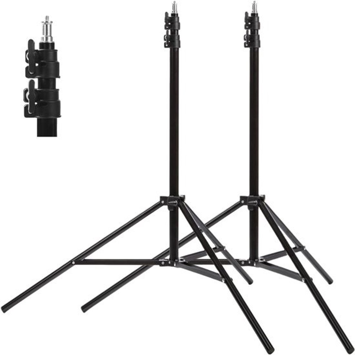 Fotografie Licht Statief - Verlichtingsstandaard Studio - Ondersteuning Apparatuur - Aluminiumlegering Constructie - 65-200cm - Zwart