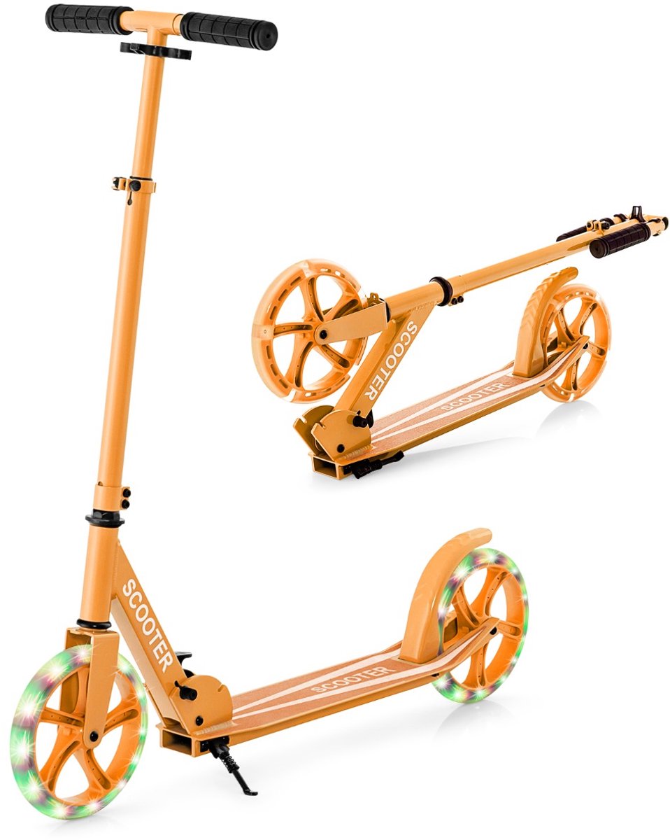 SureDeal® - Kinderstepp - Scooter - Jongeren - Volwassenen - Dubbele Verlichte Wielen - 88x35x96 cm - Oranje