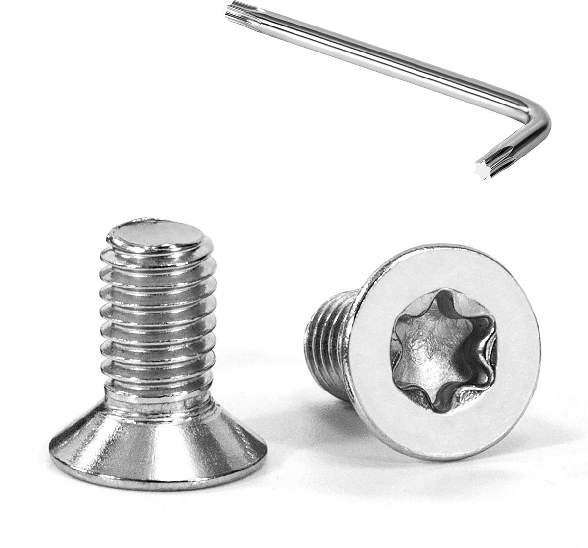 RVS M5 x 10 mm Torx Schroeven met T25 Sleutel - Verzonken Kop, Volledige Draad, Set van 20 voor Diverse Toepassingen