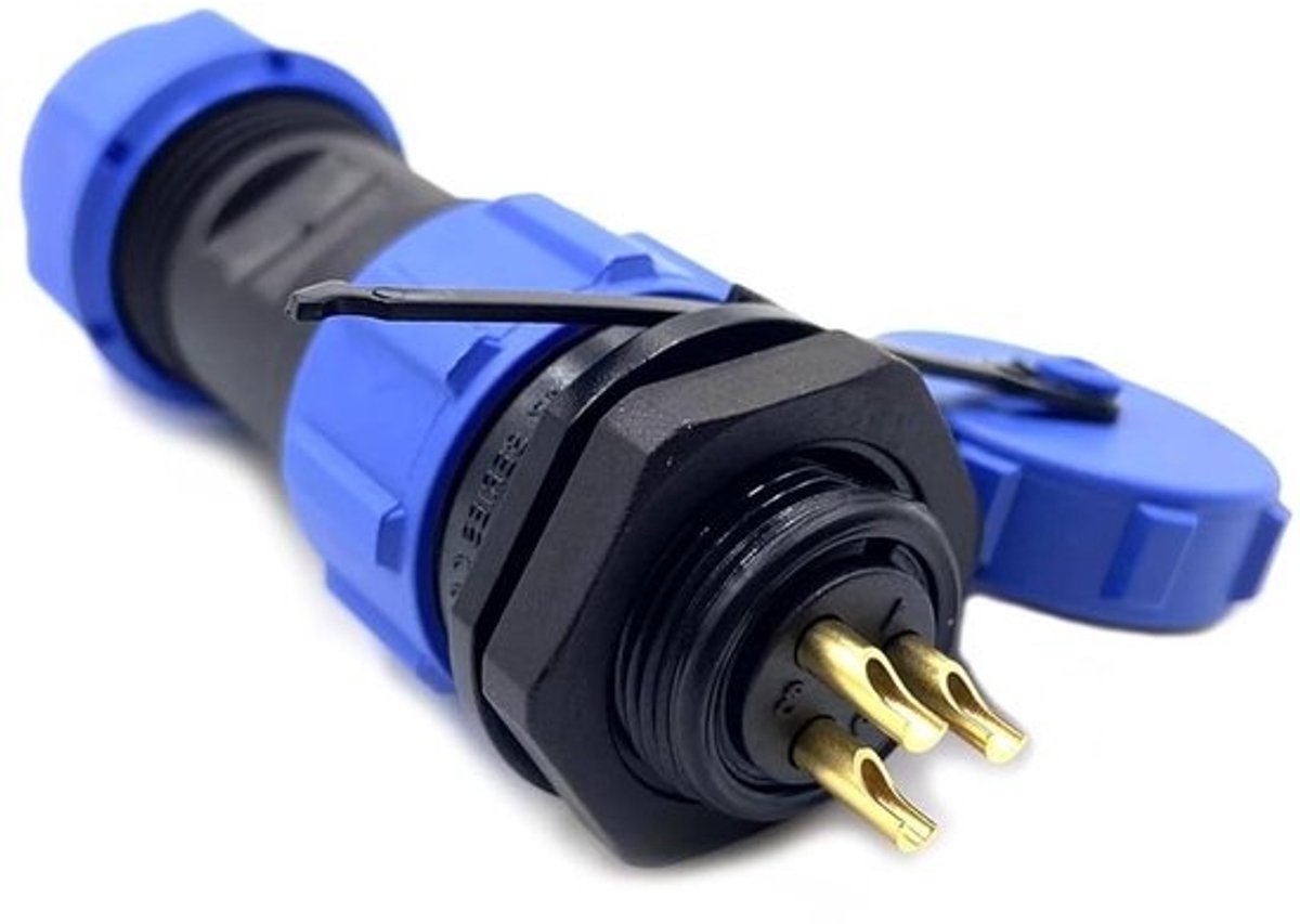 3-polige stekker - Luchtvaartstekker Kabelconnector - Verlichting Aansluiten - IP68 Waterdicht - 500V 10A - Zwart