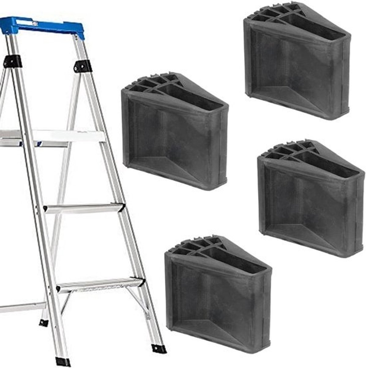 Rubberen Ladder Pads - Antislip Stabilisatoren - Veilig Werken - Hoge Weerstand - 9 x 7 x 4 cm - Zwart