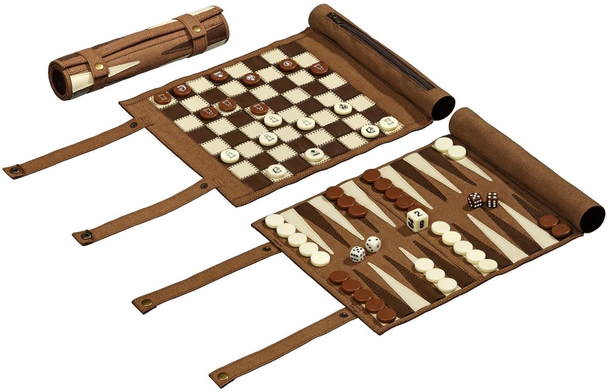 Roll-Up Travel Games Combo - Backgammon, Schaken en Damspel