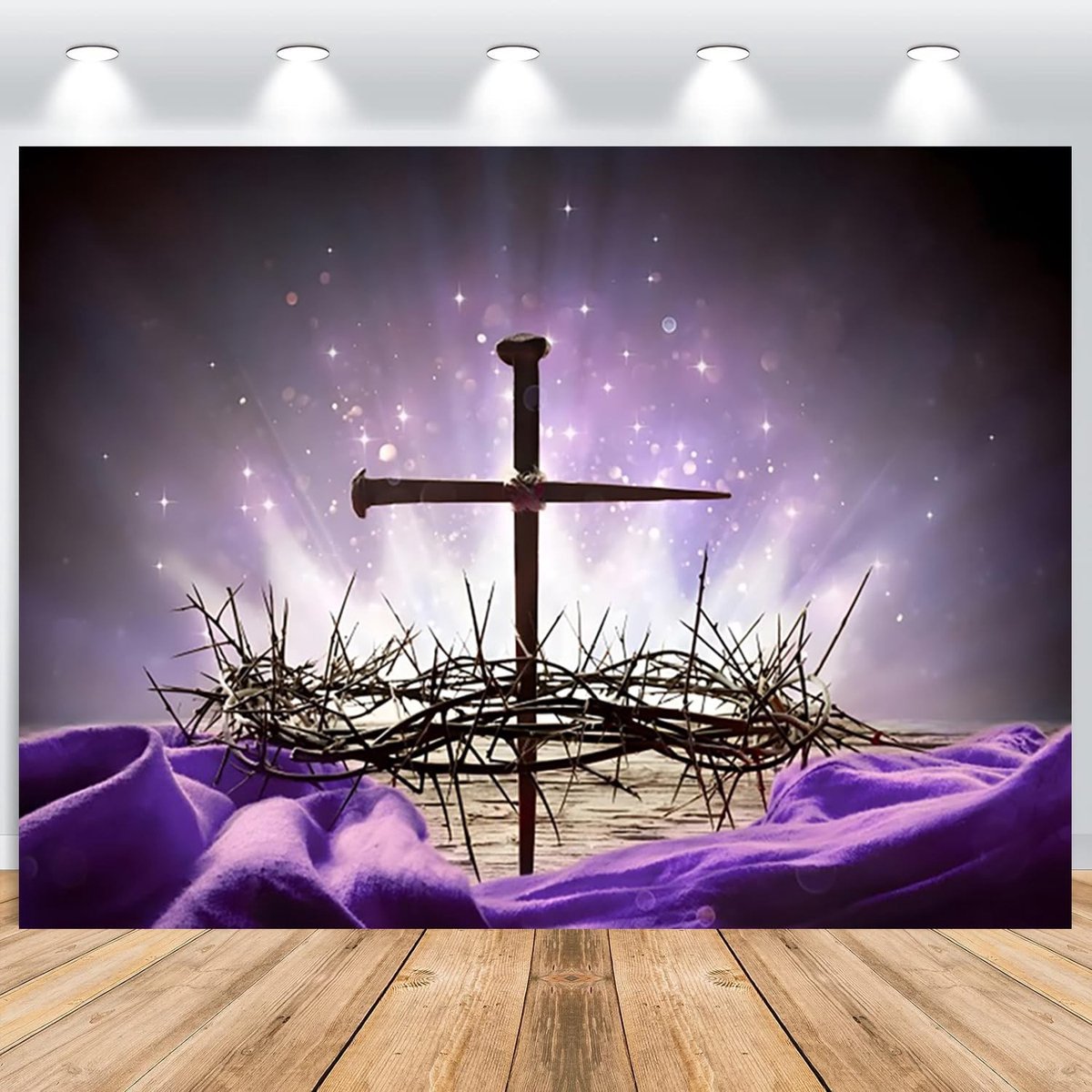 Fotobehang voor religieuze evenementen - Kruis en gebed - 2.2x1.5m