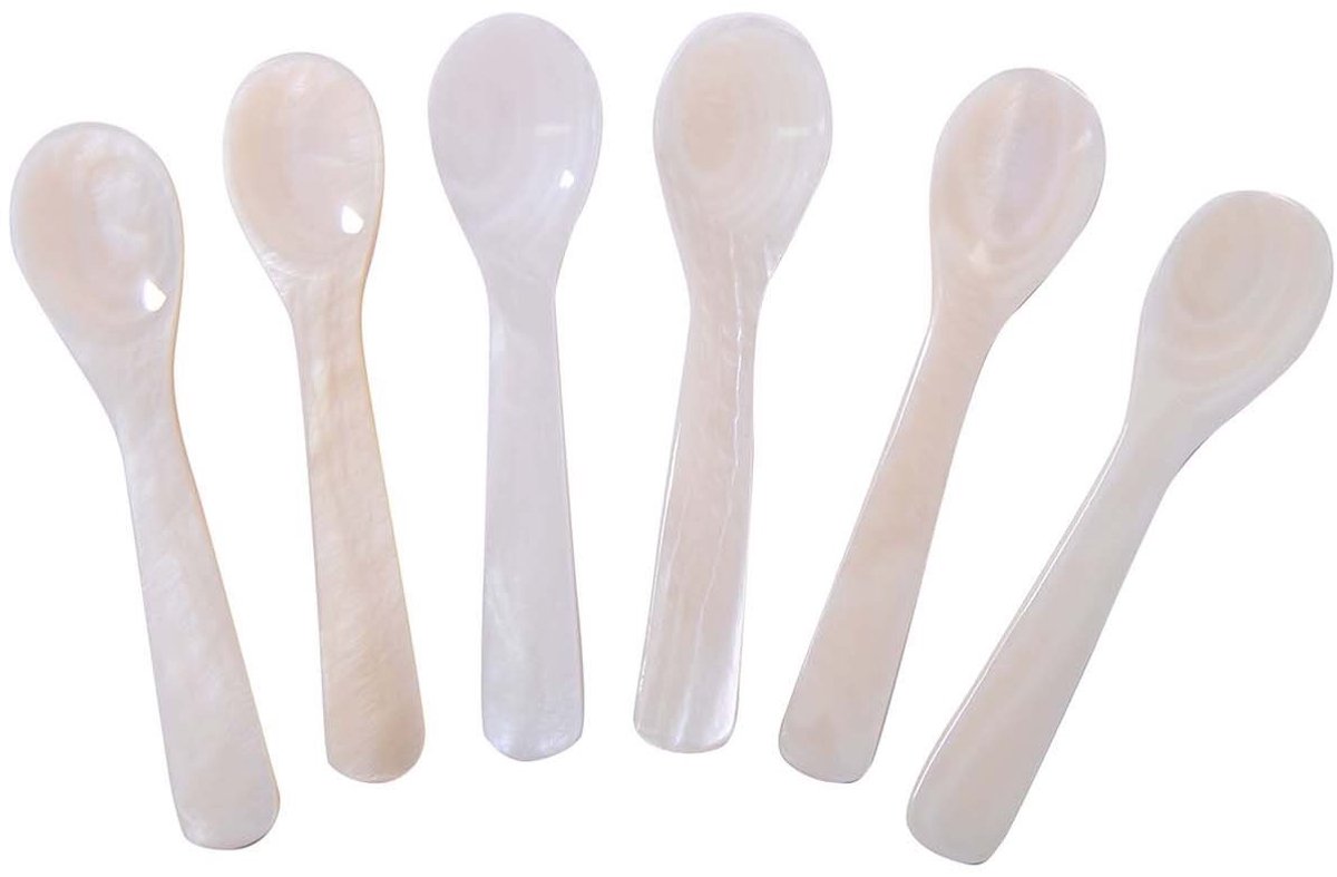 Set van 6 Caviar Lepels - Moeder van Parel - Wit