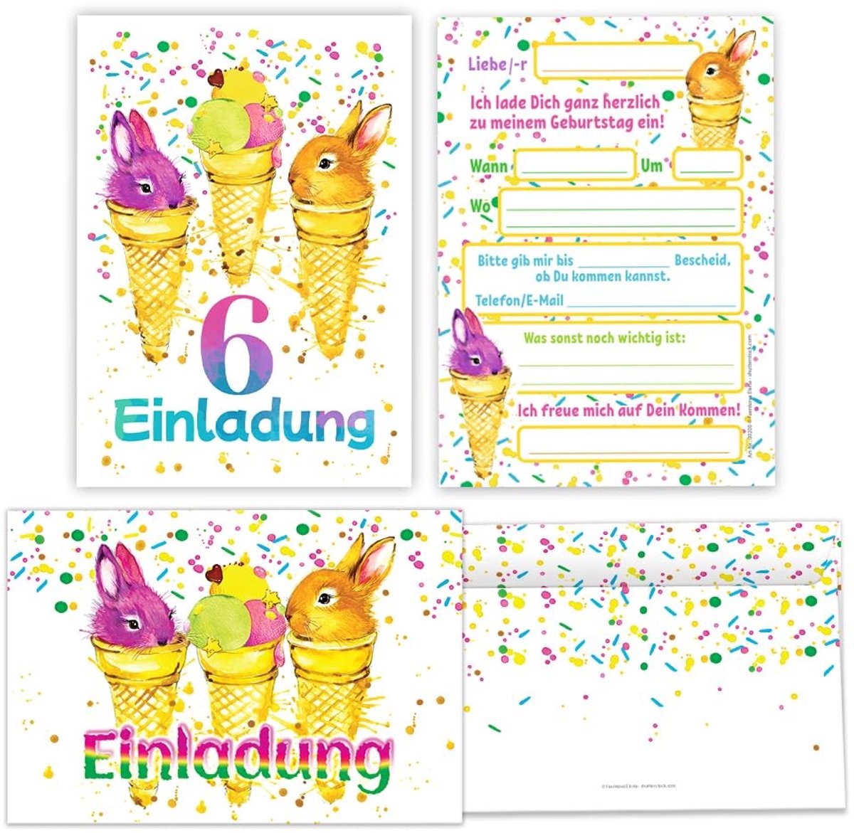 Uitnodigingskaarten - 6e verjaardag - Set van 8