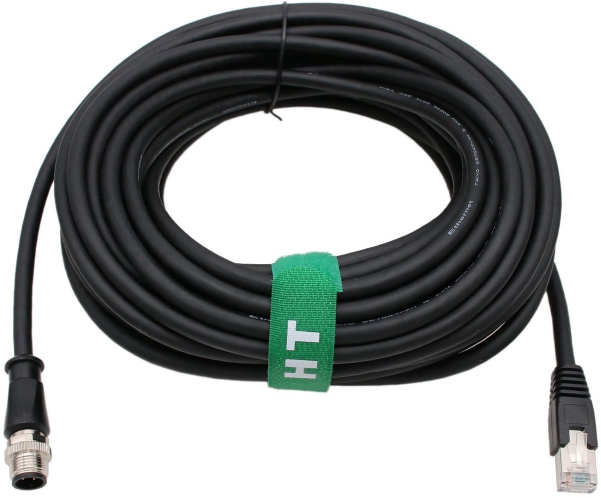 M12 4 Pin D Code naar RJ45 Cat.6 Ethernet Kabel - Waterdicht, 10m