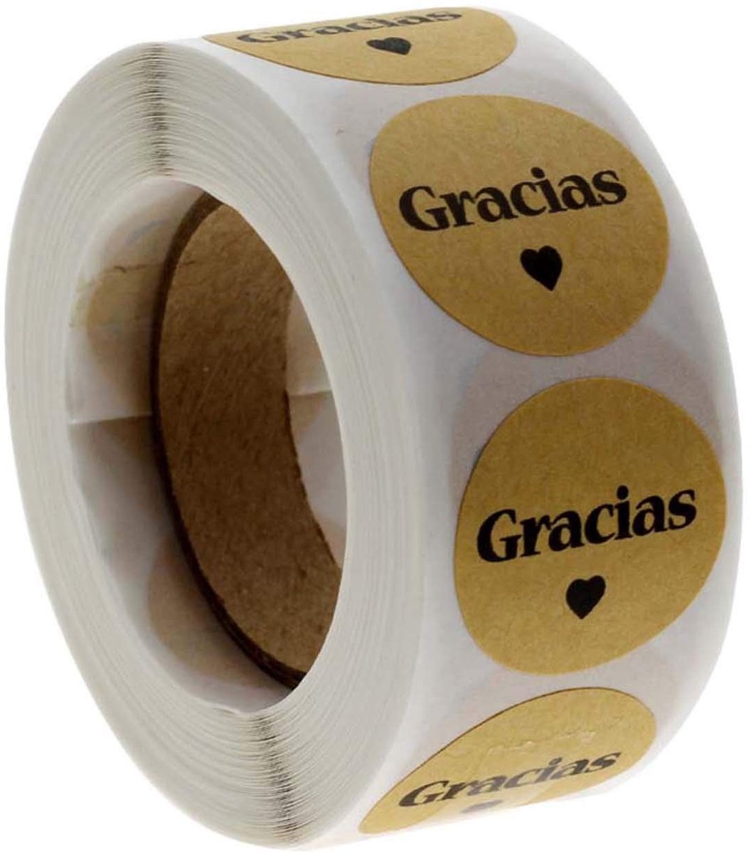 Zelfklevende Bedankstickers - 500 Stuks - Kraft - Rond