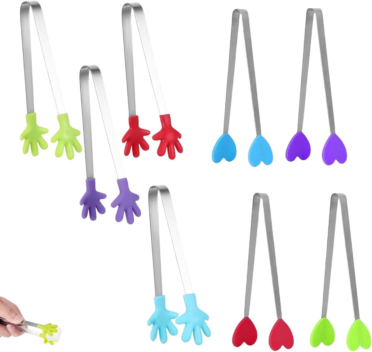 Multifunctionele Mini Suikertangen - 8 Stuks RVS Voedselclips voor Koffie, Keuken en Feestjes, Ideaal voor Salades en IJs