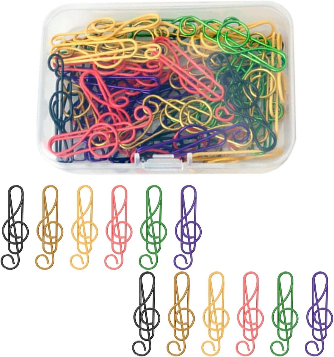 Grote metalen paperclips in de vorm van muzieknoten - 50 stuks voor kantoor, school en organisatie van documenten