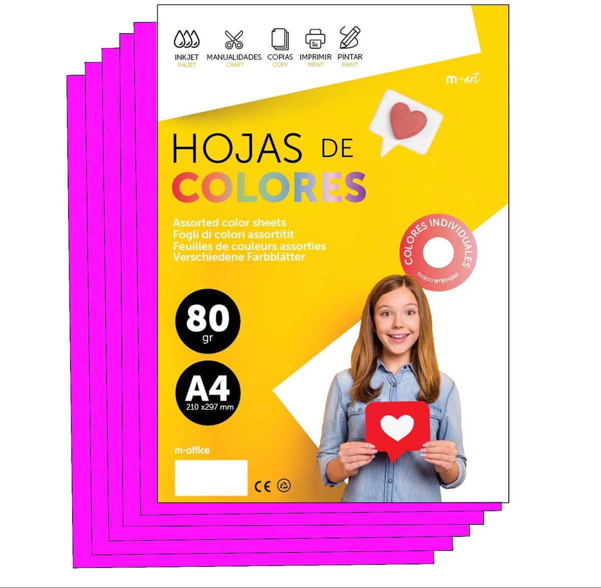 A4 Kleurpapier - 80 g/m² - Neon Roze - 500 Vellen