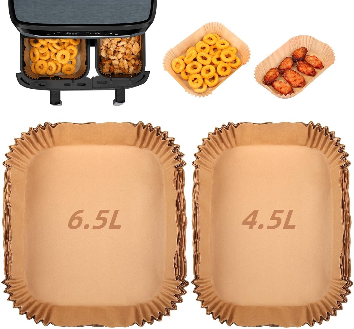 Air Fryer Liners - Voor Tefal XXL Dual Easy Fry, 100 Stuks