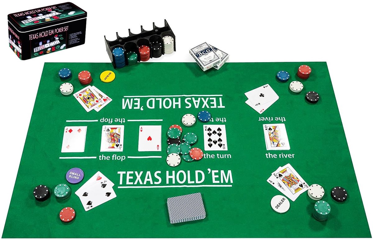 Poker Set Compleet - Met metalen doos en speelmat - 200 chips