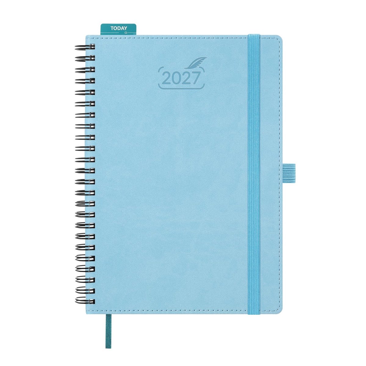 Boekkalender 2027 A5 met maandregister - Hemelblauw