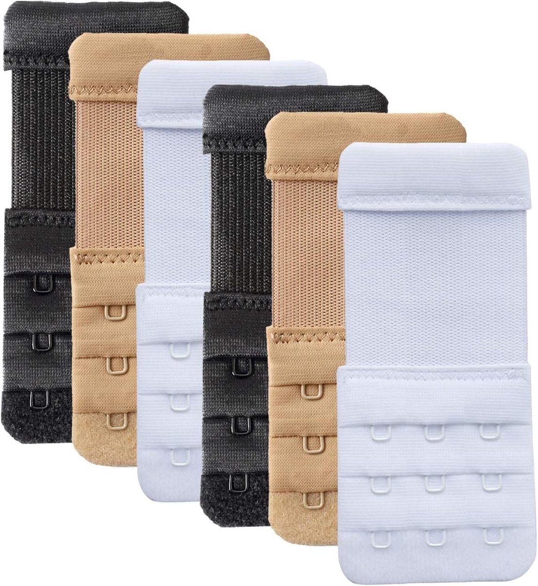 Verleng je beha met een set van 3 elastische en comfortabele haakjes voor extra ondersteuning