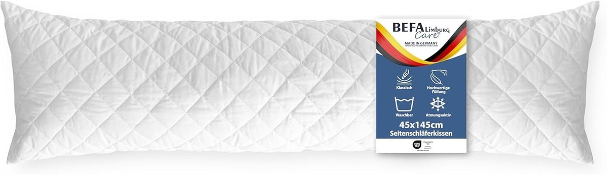 Zijslaper Kussen 40x145 cm - Geschikt voor Allergieën - Gemaakt in Duitsland
