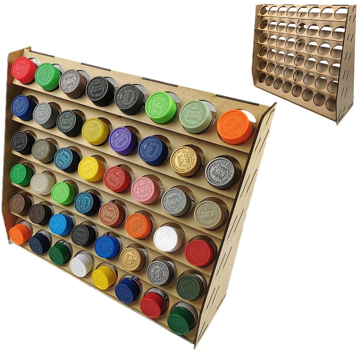 Verfhouder - 48-Holes Houten Stand voor Modelbouw