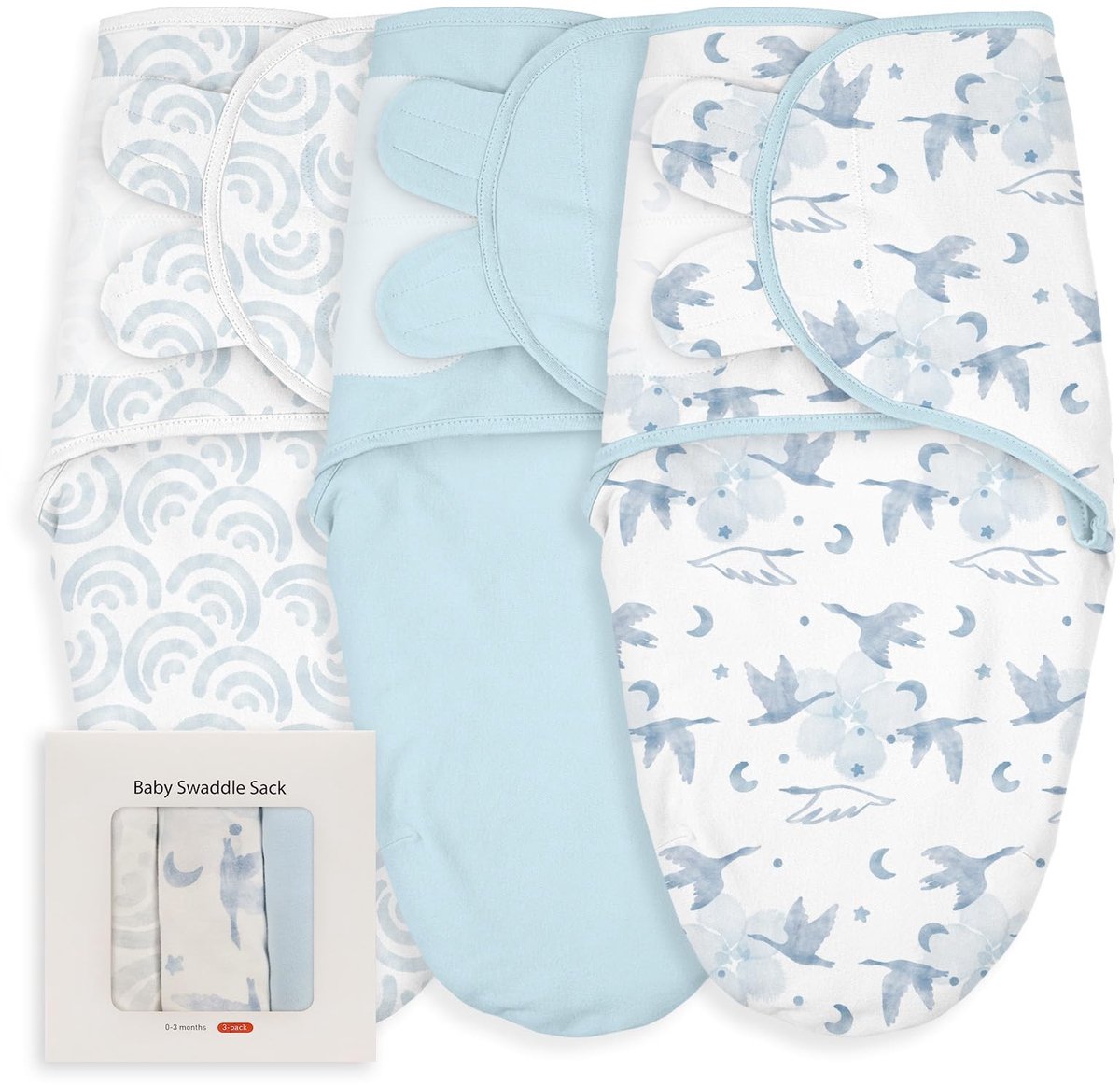 Baby Swaddle Bag - 3-pack - Grijs - Geschikt voor 0-3 maanden