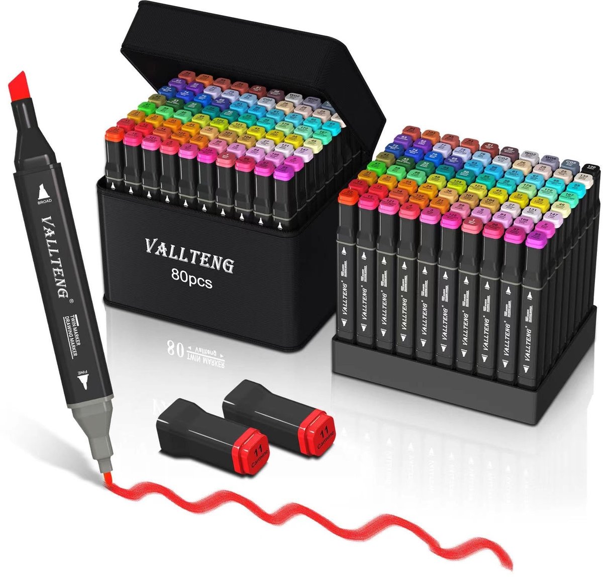 Alcohol Marker Set - 80 Kleuren met Dubbele Punt en Draagtas