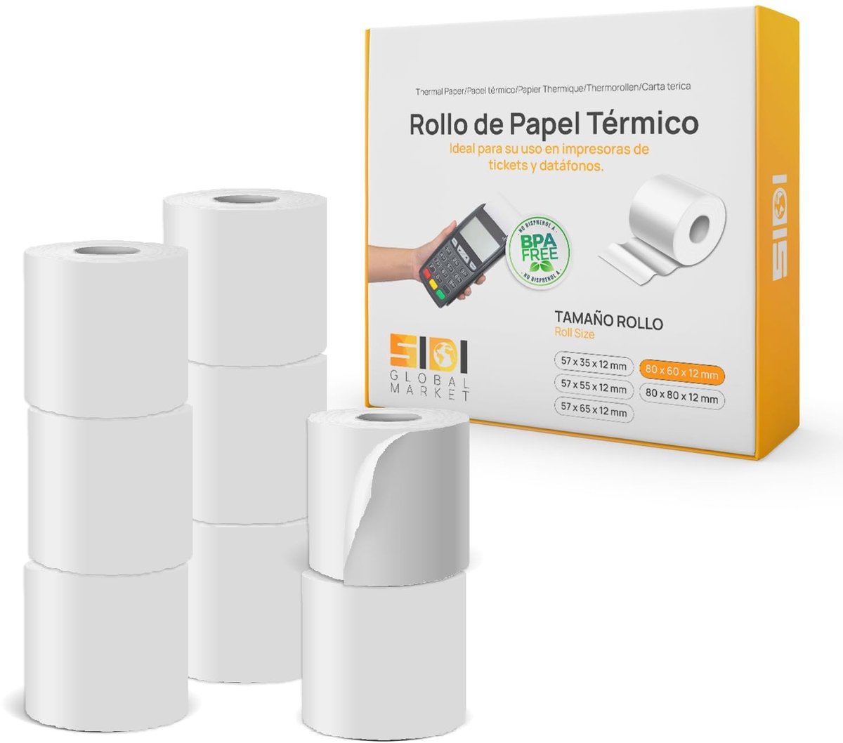 Thermische Papierrollen - Geschikt voor verschillende printers - 80 x 60 x 12 mm - 24 stuks