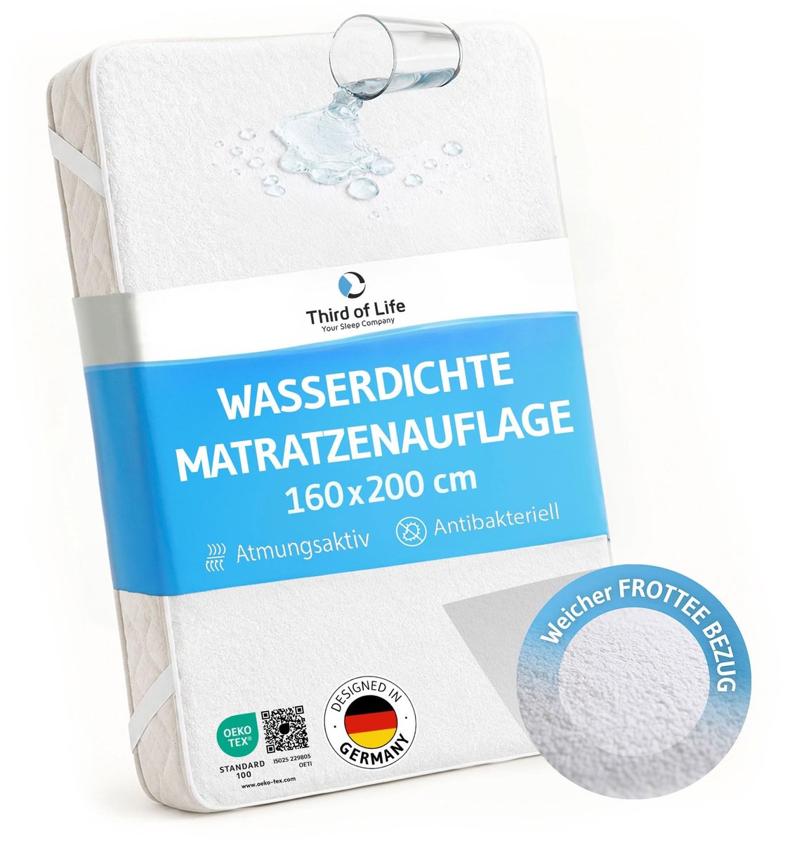 Matrasbeschermer 160 x 200 cm - Waterdicht en Ademend - Wasbaar tot 60 °C