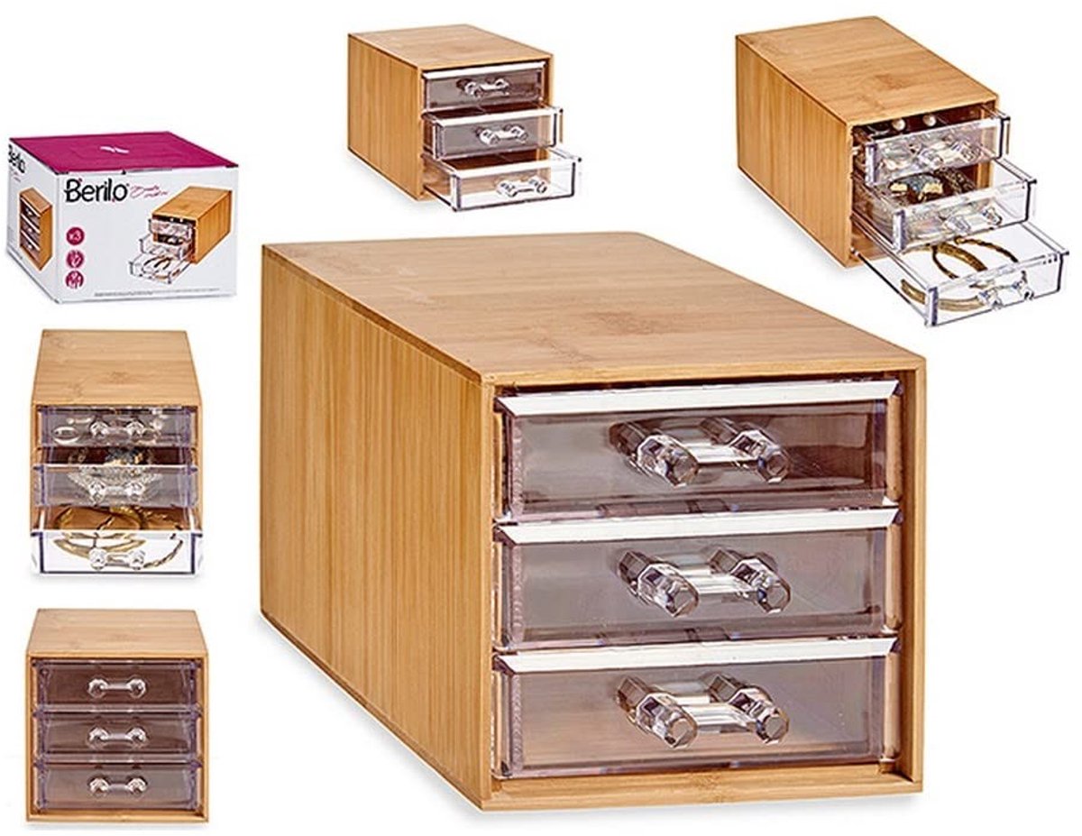 Sieradenbox van Bamboe en Plexiglas - 12 x 10,7 x 15 cm