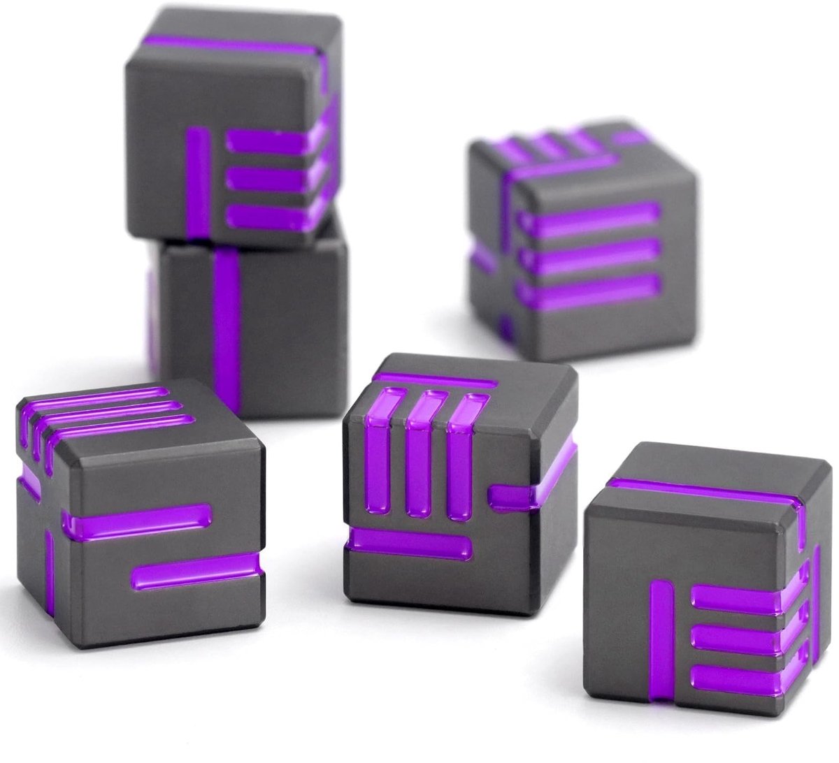 D6 Metaaldice Set - 6 Stuks - 15 mm - Paars