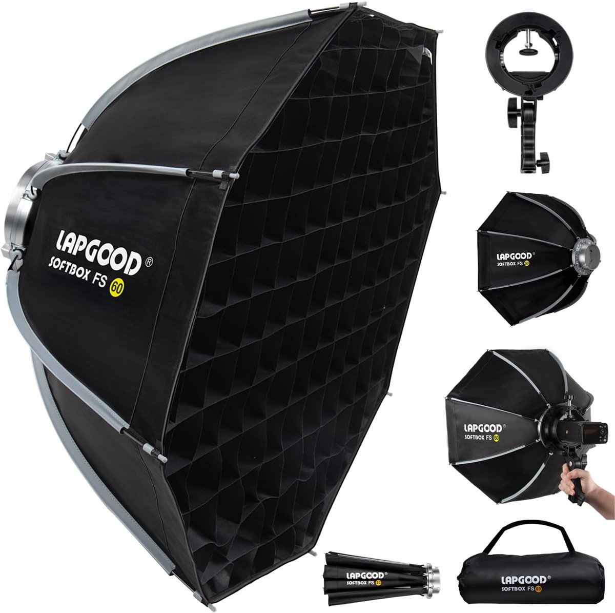 Softbox 60cm met Honeycomb Grid - Voor Studiofotografie