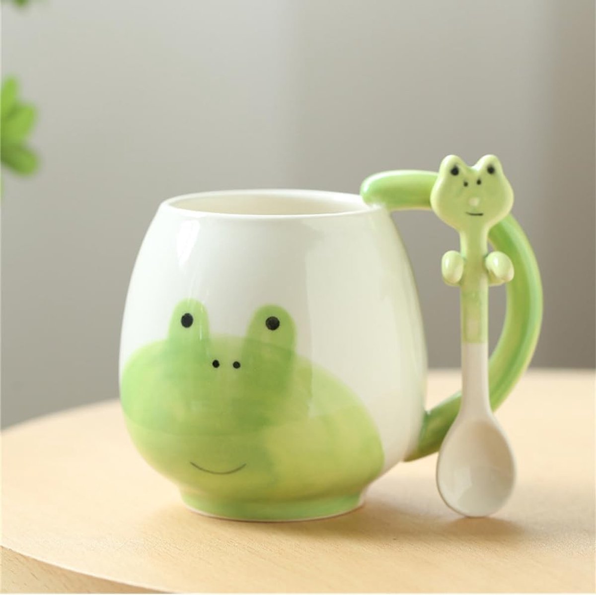 Leuke Kikker Mok met Lepel, Keramische Theemok, 420 ml, Perfect voor Koffie en Thee, Origineel Cadeau voor Vrouwen en Kinderen
