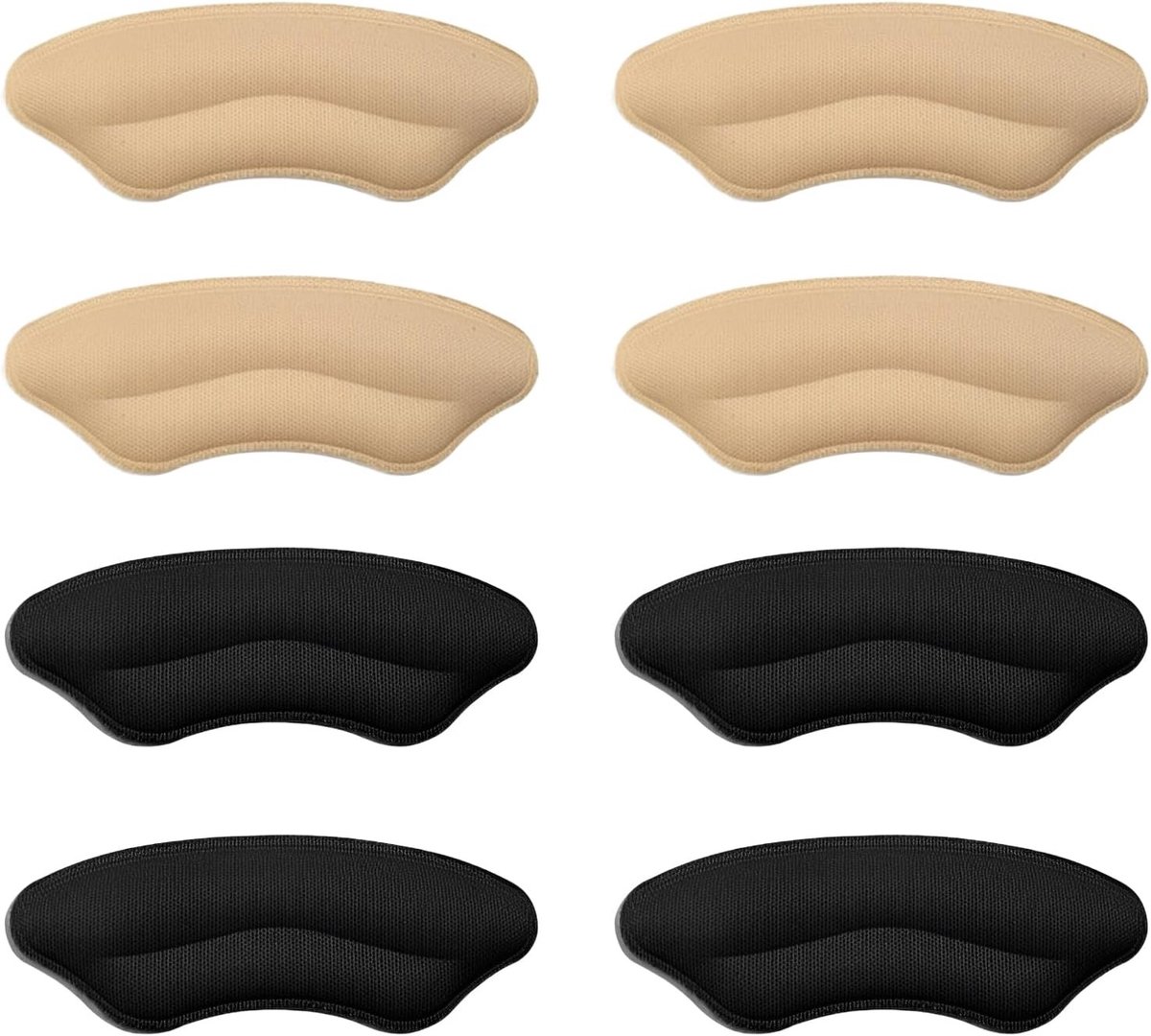 Grote hielkussens voor bescherming, zelfklevend en extra dik, vermindert schoenmaat, voorkomt blaren en wrijving, 8 paar in zwart en huidskleur voor heren en dames