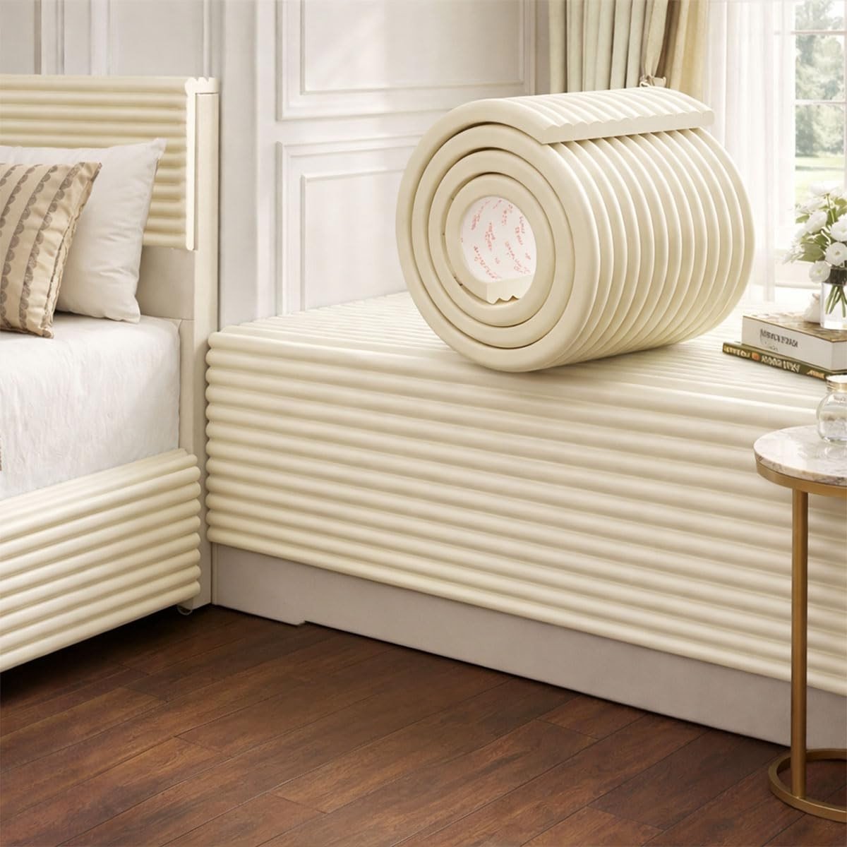 Wandkussen Zelfklevend voor Kinderkamer - Beige 15 x 200 cm
