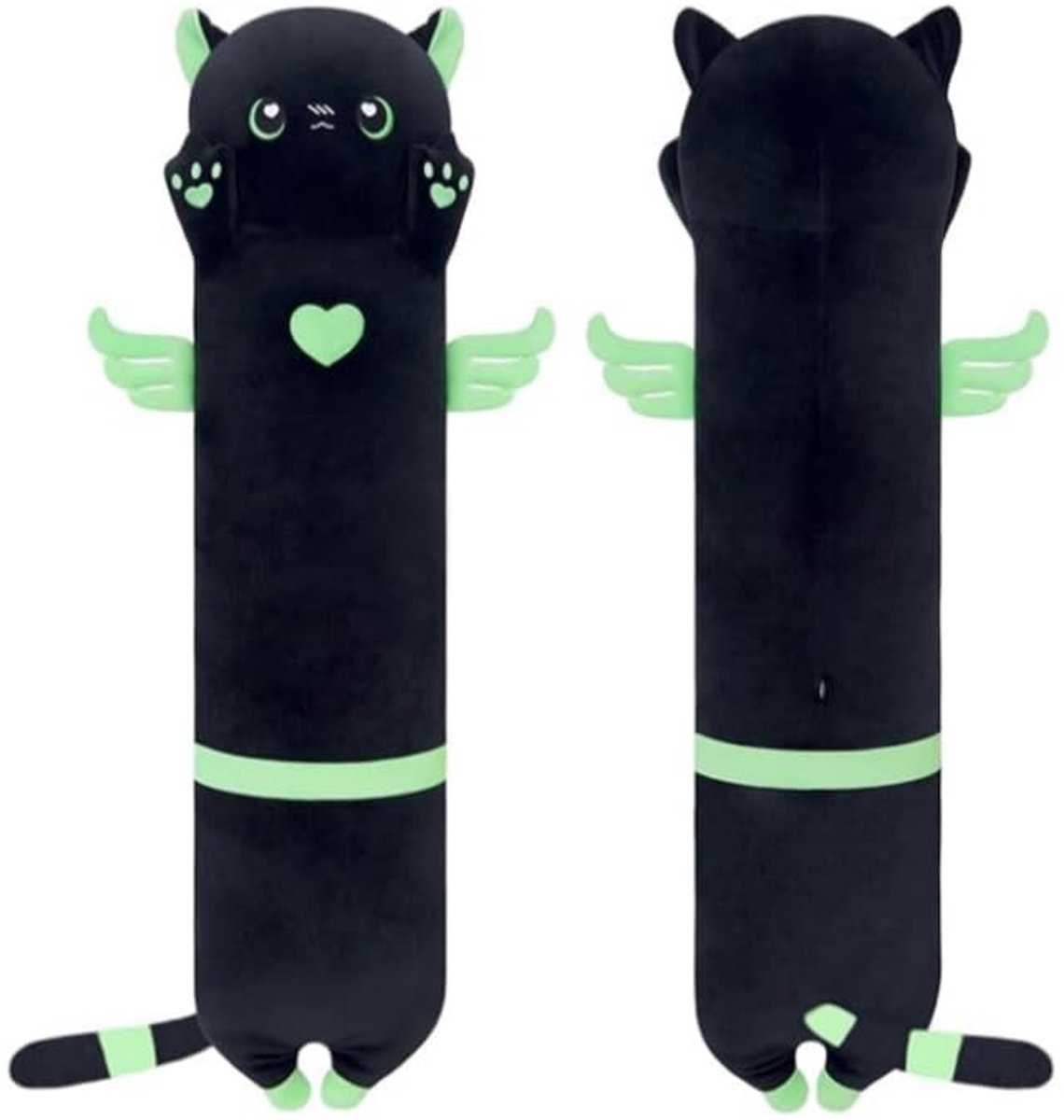 Kat Motief Pluche Kussen - 50 cm - Groen